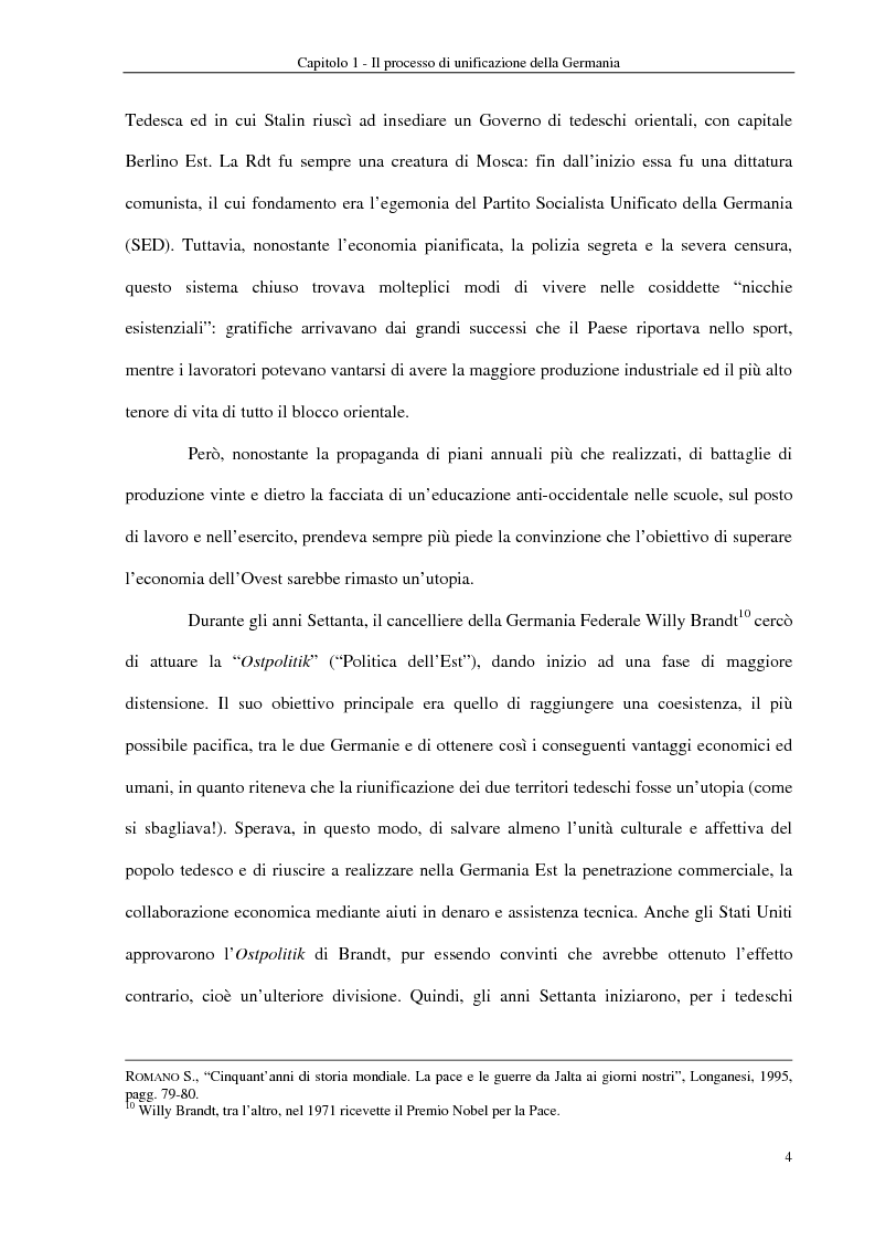 Anteprima della tesi: Interventi economici e politici per lo sviluppo dei nuovi laender tedeschi, Pagina 4