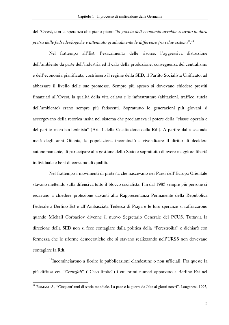 Anteprima della tesi: Interventi economici e politici per lo sviluppo dei nuovi laender tedeschi, Pagina 5