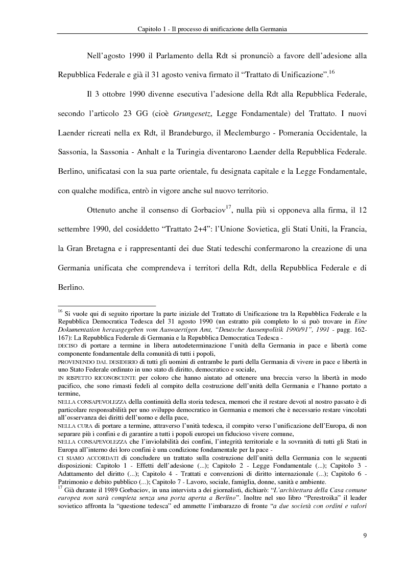 Anteprima della tesi: Interventi economici e politici per lo sviluppo dei nuovi laender tedeschi, Pagina 9