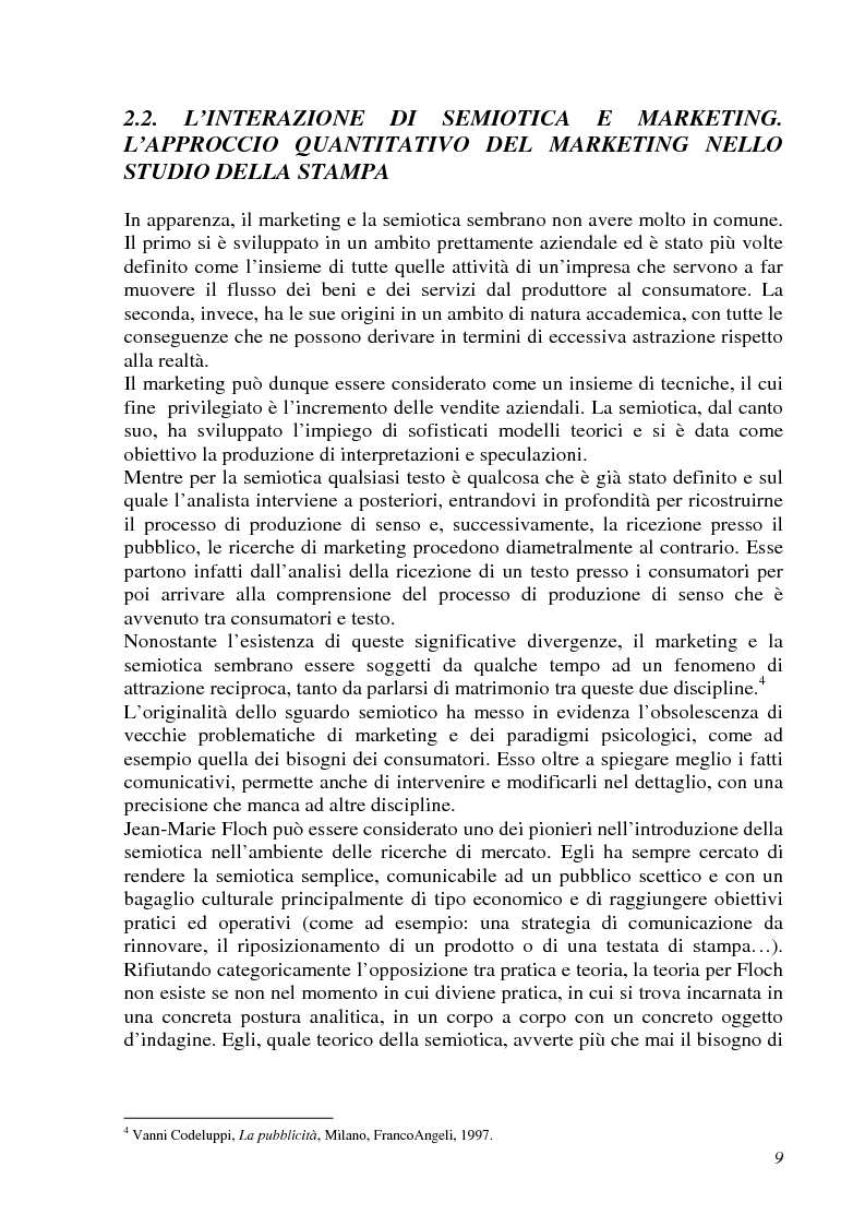 Anteprima della tesi: Analisi semiotica della grafica di impaginazione delle riviste femminili e costruzione dei percorsi di lettura. Il caso di Cosmopolitan nelle versioni italiana, americana e inglese, Pagina 9