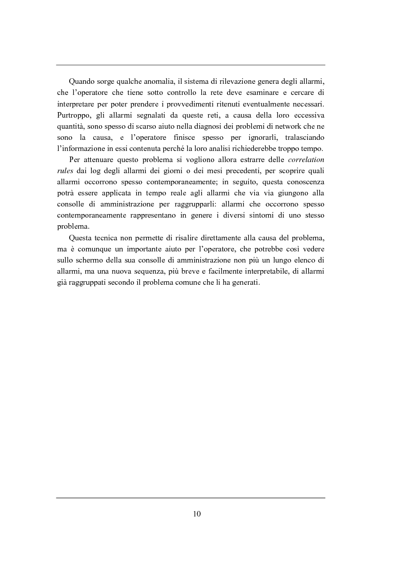 Anteprima della tesi: Correlation rules: analisi di una tecnica di data mining e sua applicazione ai sistemi di telecomunicazione, Pagina 3
