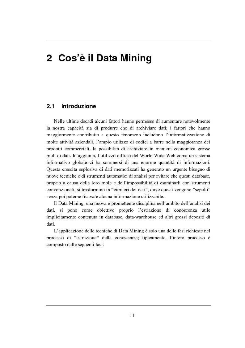 Anteprima della tesi: Correlation rules: analisi di una tecnica di data mining e sua applicazione ai sistemi di telecomunicazione, Pagina 4