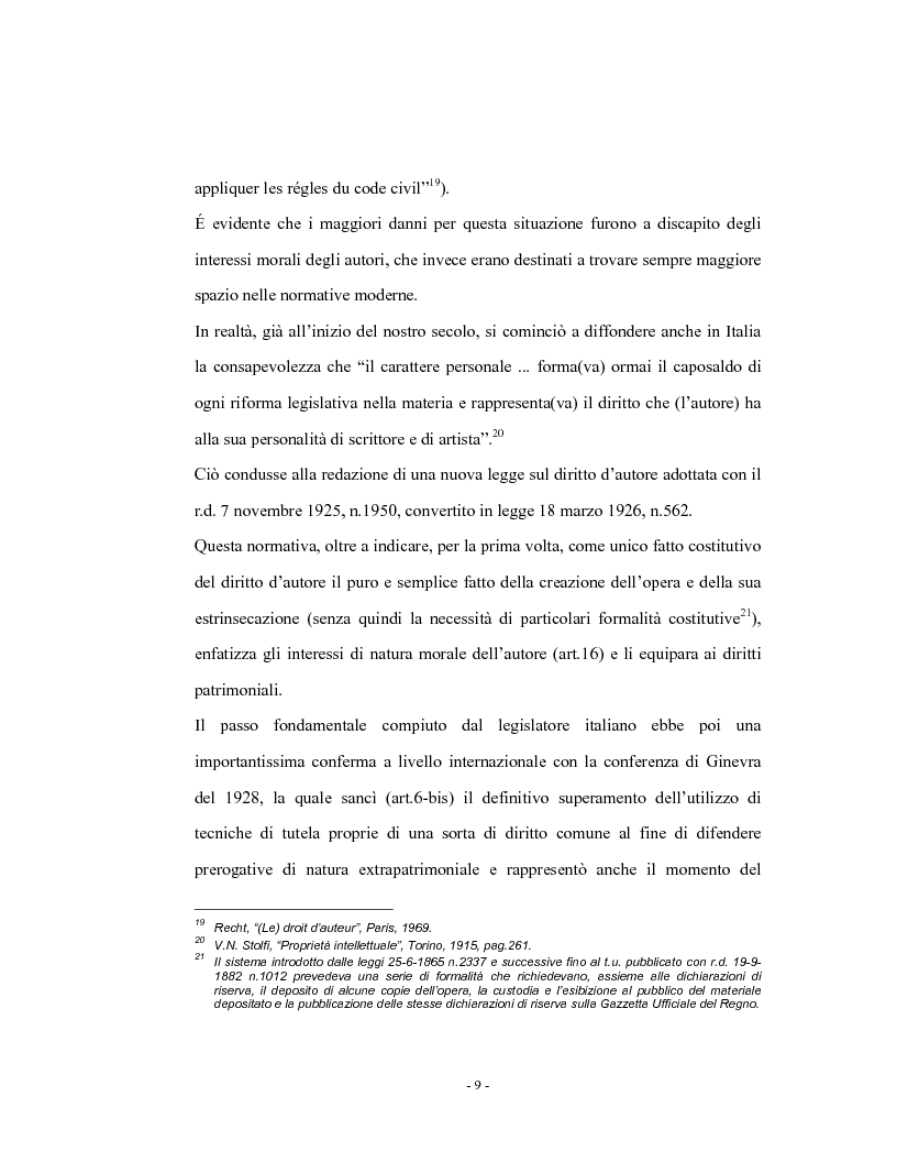 Anteprima della tesi: Analisi comparata del diritto d'autore in Italia e in Francia, Pagina 14