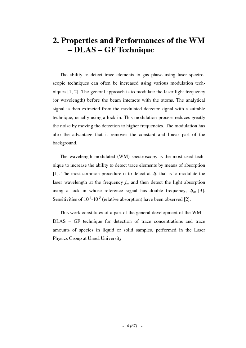 Anteprima della tesi: A Characterisation of the Wavelength Modulated Diode Laser Absorption Spectrometry Technique in Graphite Furnace, Pagina 3