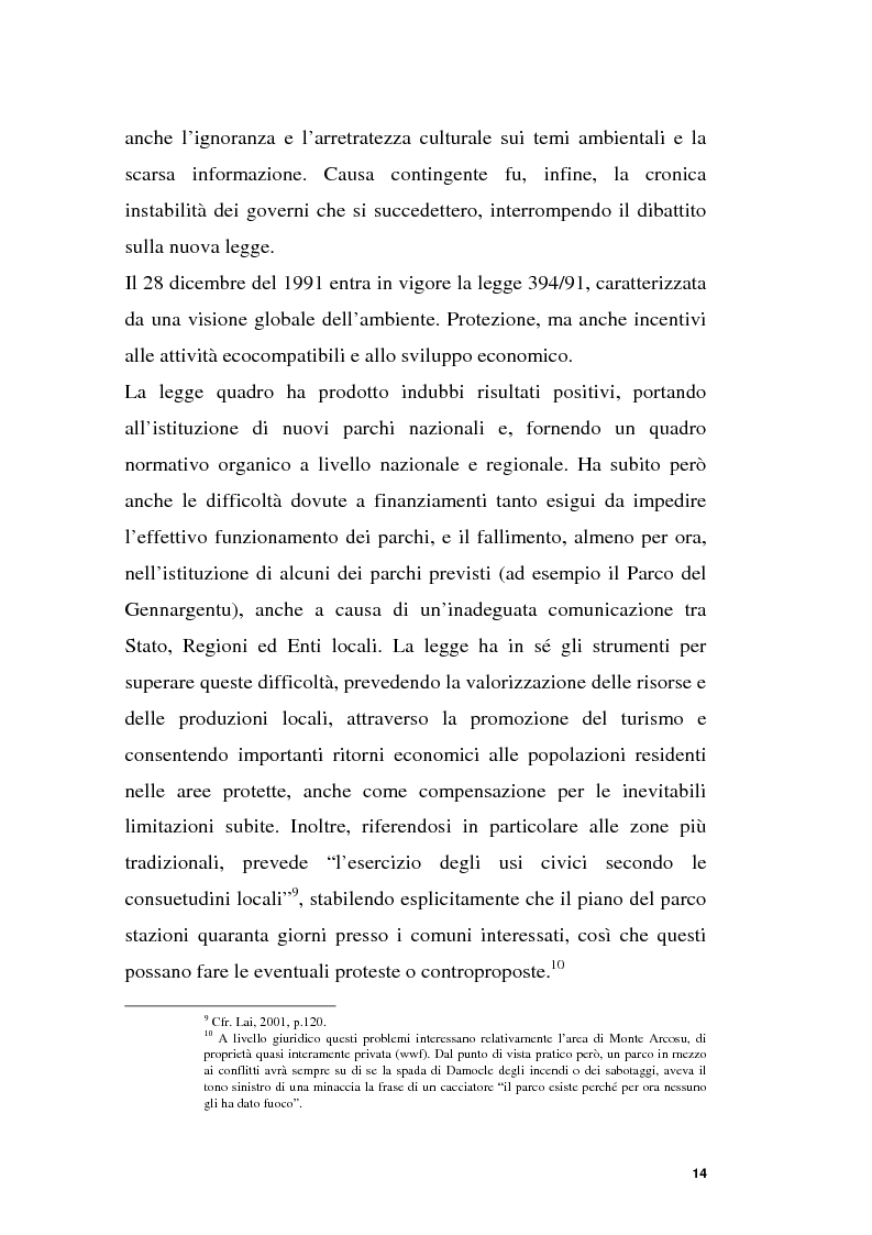 Anteprima della tesi: Parchi e società. La nascita dell'Oasi Wwf di Monte Arcosu, Pagina 11