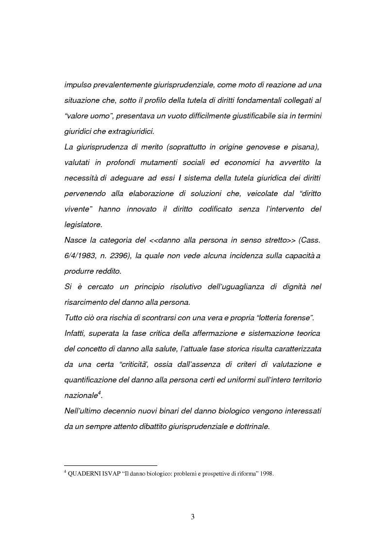 Anteprima della tesi: La risarcibilità del danno biologico da morte, Pagina 2
