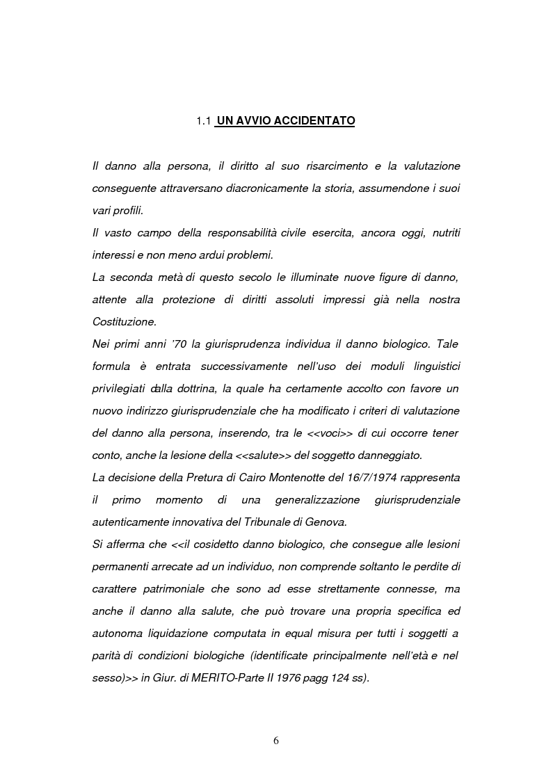 Anteprima della tesi: La risarcibilità del danno biologico da morte, Pagina 5