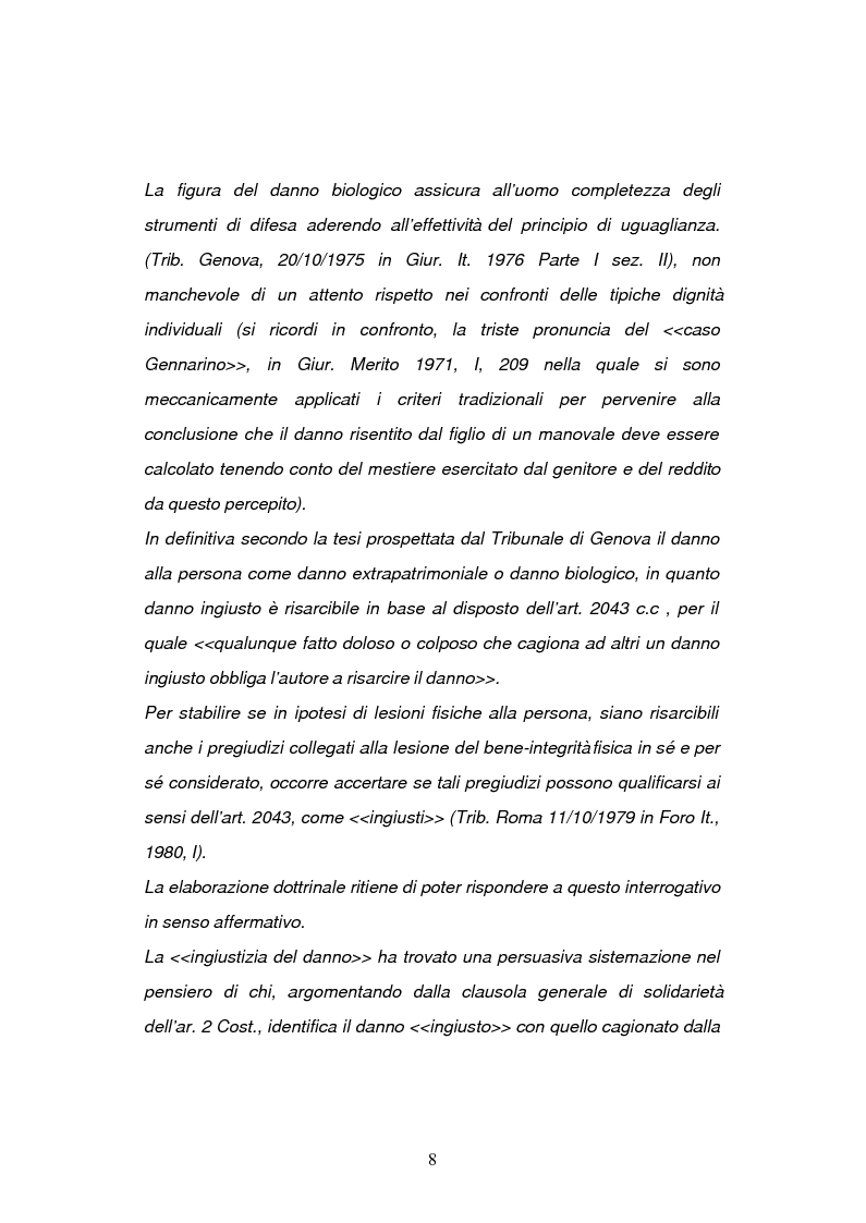 Anteprima della tesi: La risarcibilità del danno biologico da morte, Pagina 7