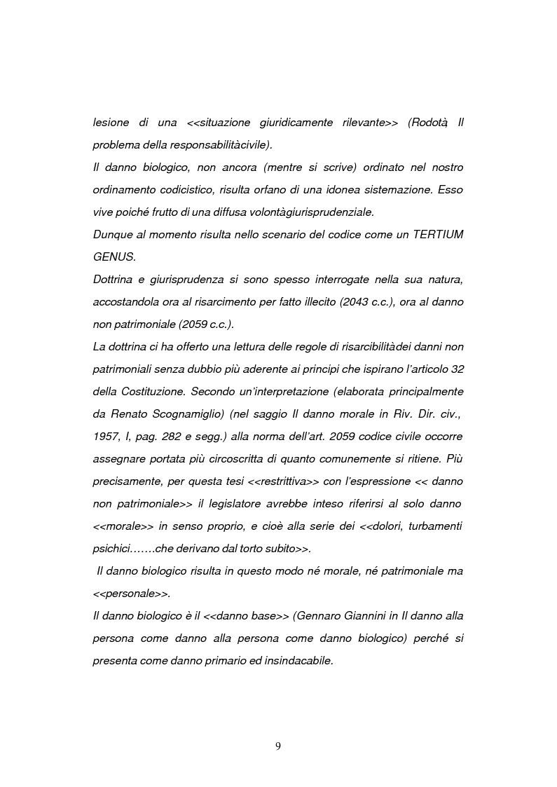 Anteprima della tesi: La risarcibilità del danno biologico da morte, Pagina 8