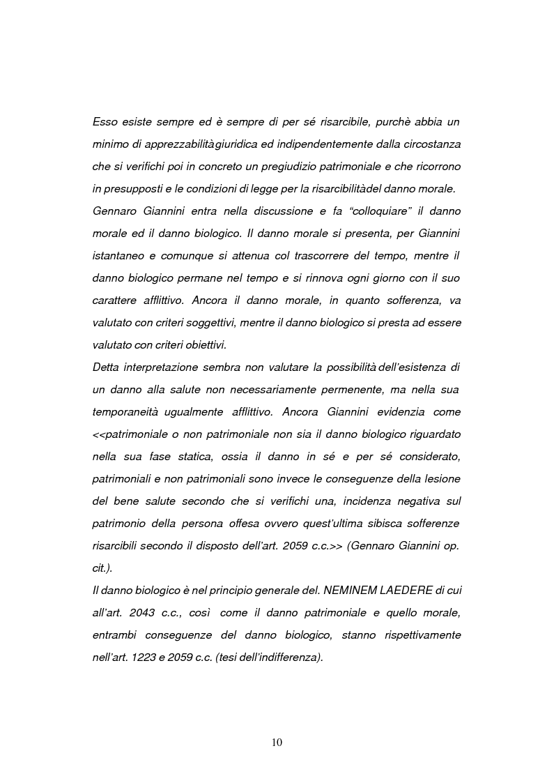 Anteprima della tesi: La risarcibilità del danno biologico da morte, Pagina 9
