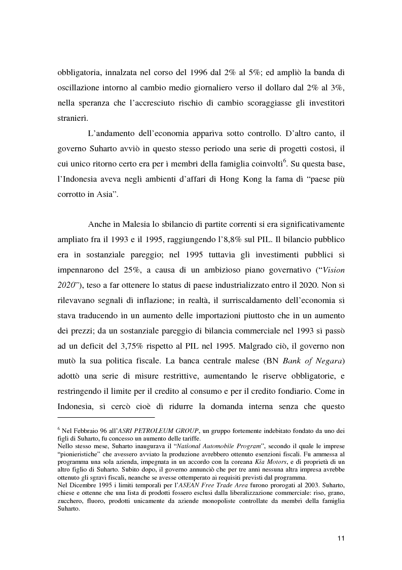 Anteprima della tesi: La crisi asiatica del 1997: il ruolo dell'intermediazione finanziaria e le politiche di aggiustamento, Pagina 11