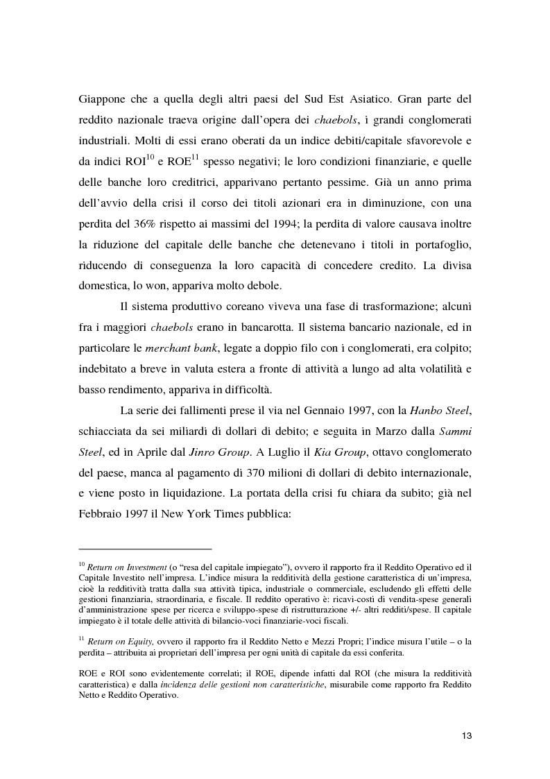 Anteprima della tesi: La crisi asiatica del 1997: il ruolo dell'intermediazione finanziaria e le politiche di aggiustamento, Pagina 13