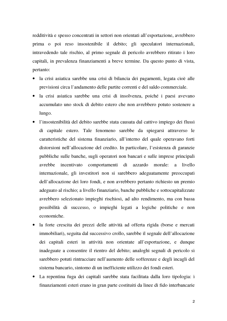 Anteprima della tesi: La crisi asiatica del 1997: il ruolo dell'intermediazione finanziaria e le politiche di aggiustamento, Pagina 2