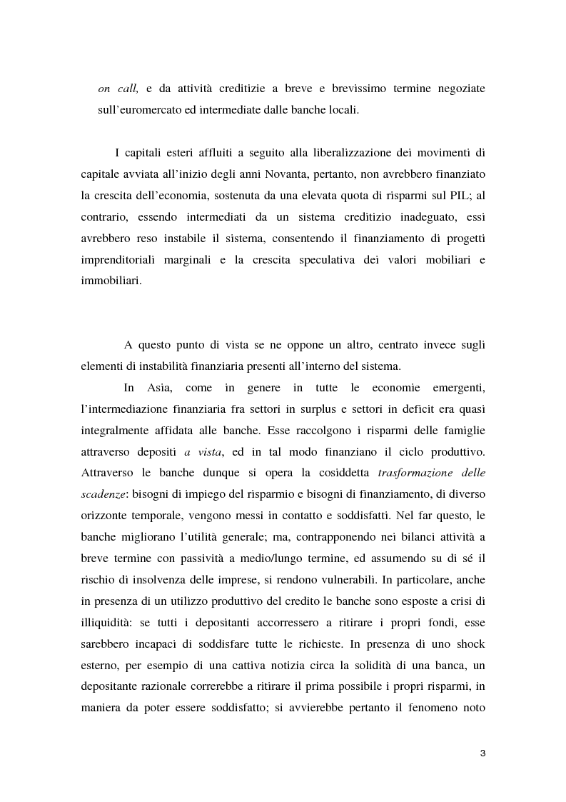 Anteprima della tesi: La crisi asiatica del 1997: il ruolo dell'intermediazione finanziaria e le politiche di aggiustamento, Pagina 3