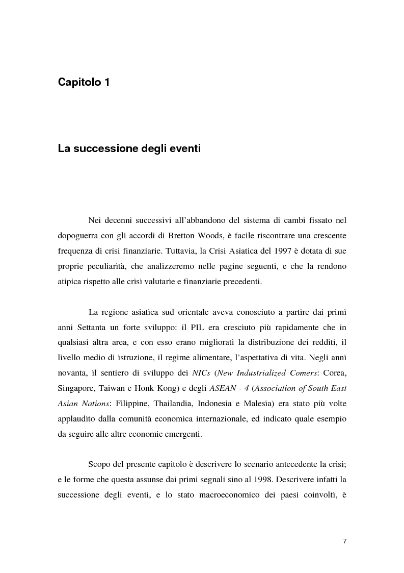 Anteprima della tesi: La crisi asiatica del 1997: il ruolo dell'intermediazione finanziaria e le politiche di aggiustamento, Pagina 7