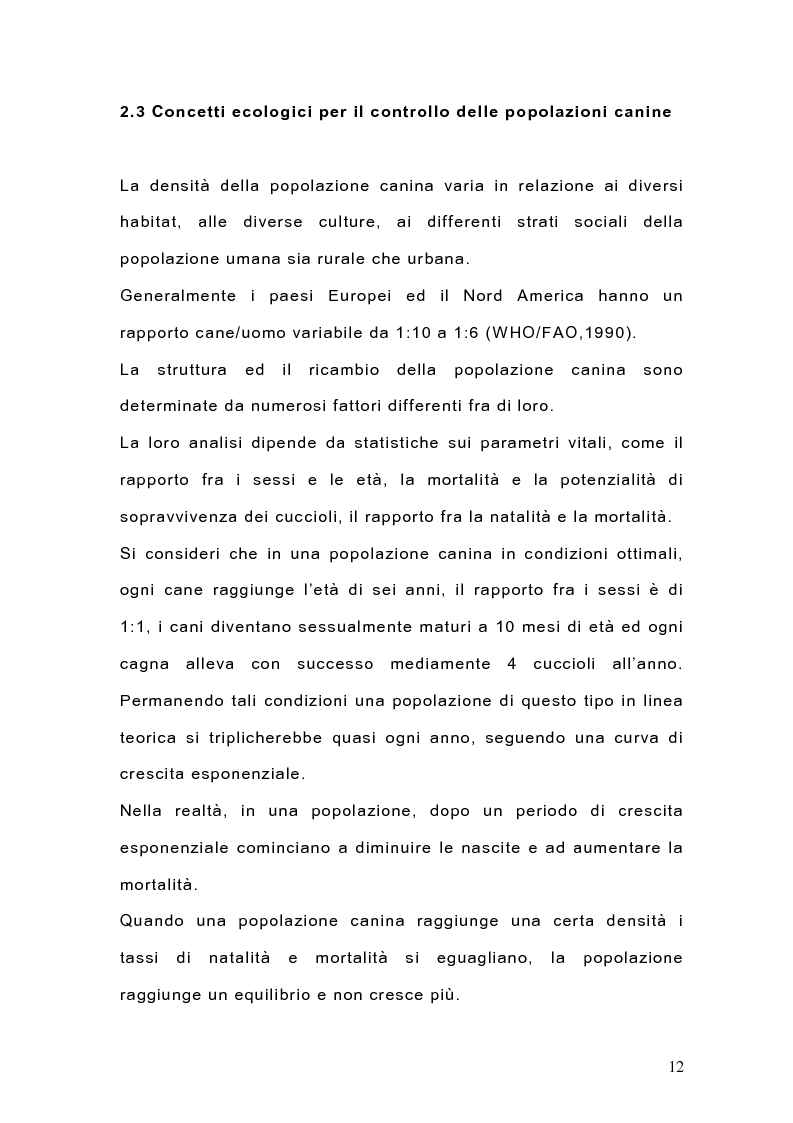 Anteprima della tesi: Indagine sulla popolazione canina nell'area di Arcavacata di Rende (CS), Pagina 12