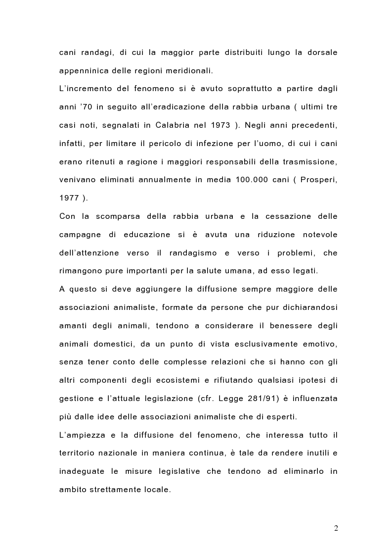 Anteprima della tesi: Indagine sulla popolazione canina nell'area di Arcavacata di Rende (CS), Pagina 2