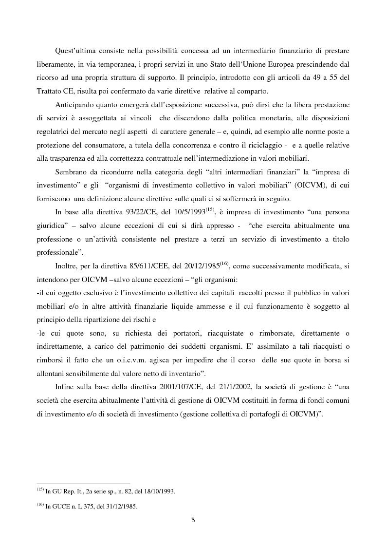 Anteprima della tesi: La disciplina comunitaria dell'intermediazione finanziaria, Pagina 6