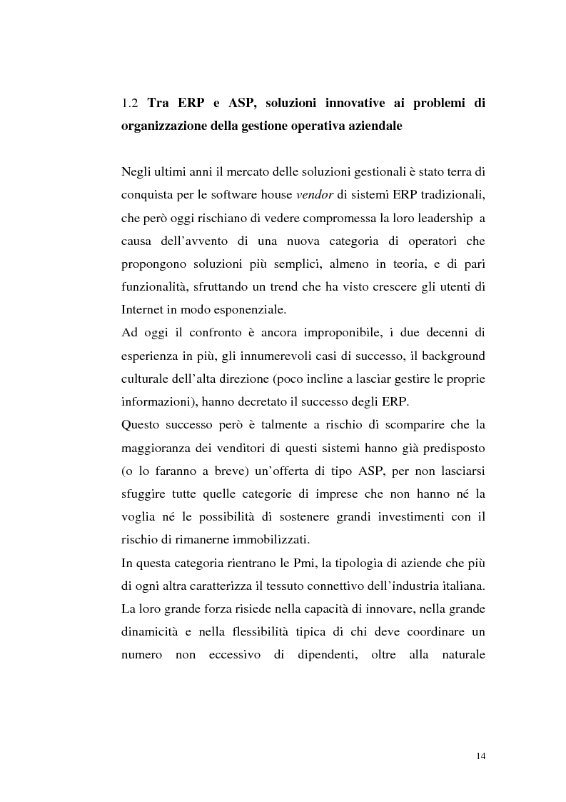 Anteprima della tesi: Sistemi Erp e modalità Asp: quando una Pmi ricorre a strumenti di governo da grande impresa, Pagina 10