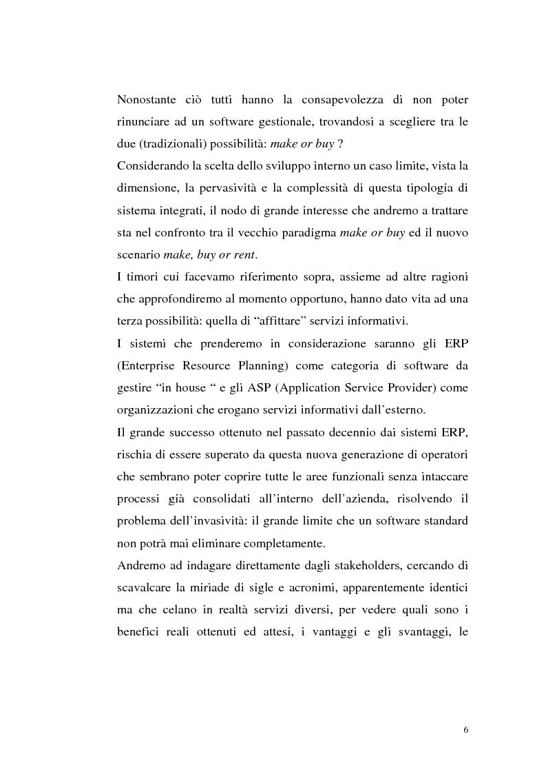 Anteprima della tesi: Sistemi Erp e modalità Asp: quando una Pmi ricorre a strumenti di governo da grande impresa, Pagina 2