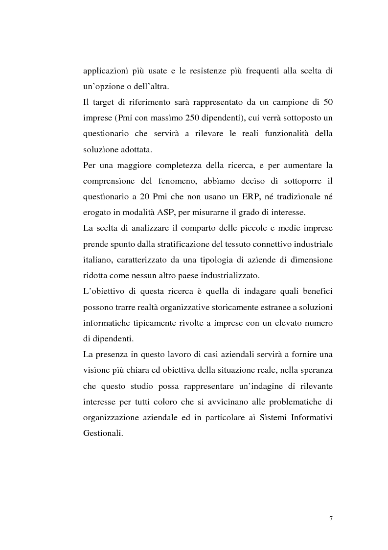 Anteprima della tesi: Sistemi Erp e modalità Asp: quando una Pmi ricorre a strumenti di governo da grande impresa, Pagina 3