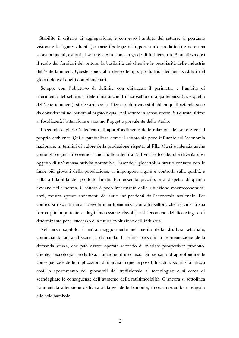 Anteprima della tesi: Il settore dei giocattoli, Pagina 2