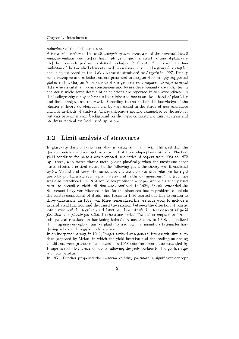 Anteprima della tesi: Post Critical Behaviour of Shells: a Sequential Limit Analysis Approach, Pagina 2