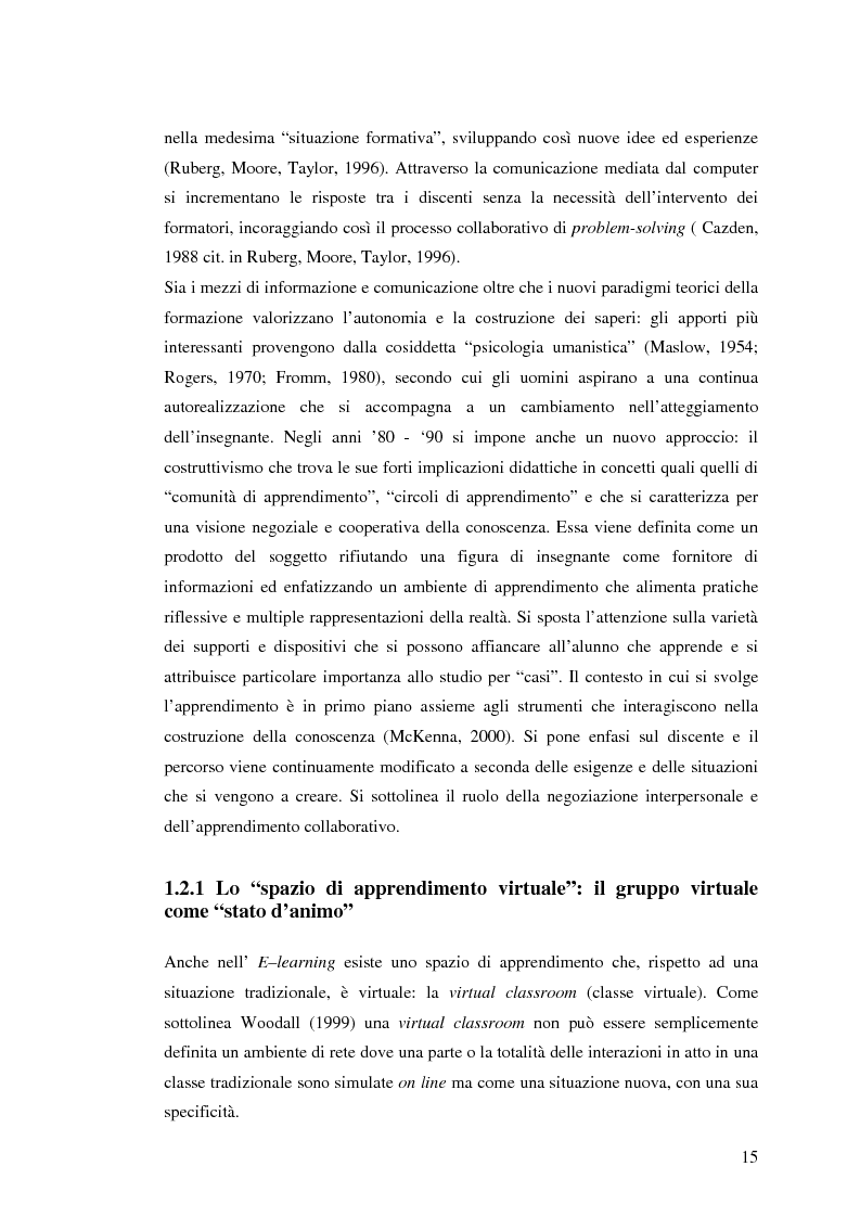 Anteprima della tesi: L'e-learning e i gruppi virtuali, Pagina 15