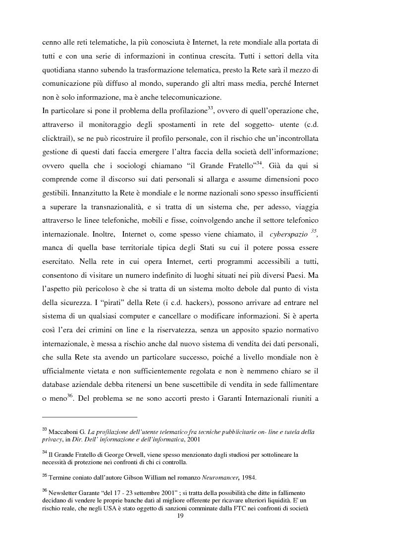 Anteprima della tesi: La tutela dei dati personali su Internet, Pagina 13