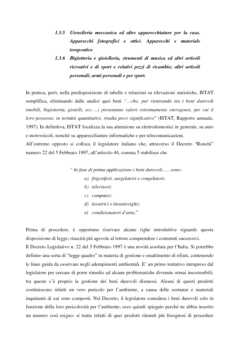 Anteprima della tesi: La gestione dei beni durevoli dismessi: creazione del sistema nazionale di raccolta, recupero e riciclaggio, Pagina 11