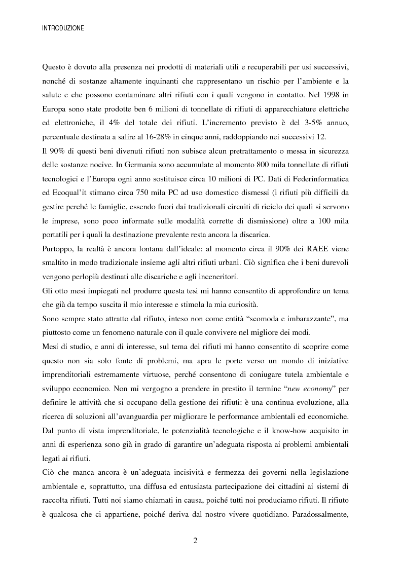 Anteprima della tesi: La gestione dei beni durevoli dismessi: creazione del sistema nazionale di raccolta, recupero e riciclaggio, Pagina 2