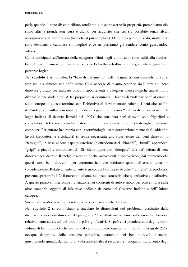 Anteprima della tesi: La gestione dei beni durevoli dismessi: creazione del sistema nazionale di raccolta, recupero e riciclaggio, Pagina 3