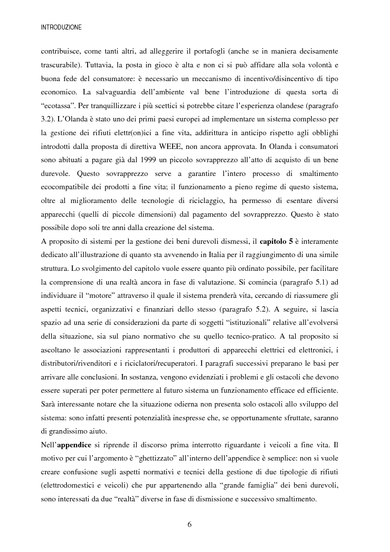 Anteprima della tesi: La gestione dei beni durevoli dismessi: creazione del sistema nazionale di raccolta, recupero e riciclaggio, Pagina 6