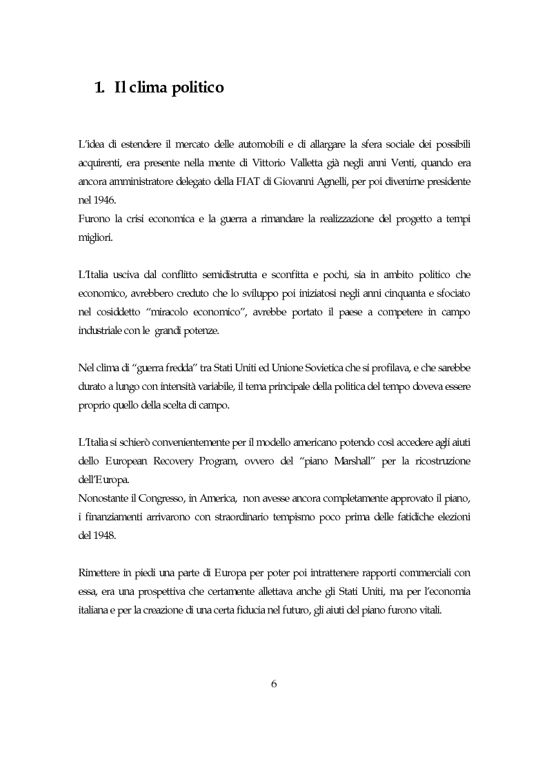 Anteprima della tesi: La società italiana e la Fiat negli anni della motorizzazione di massa, Pagina 4