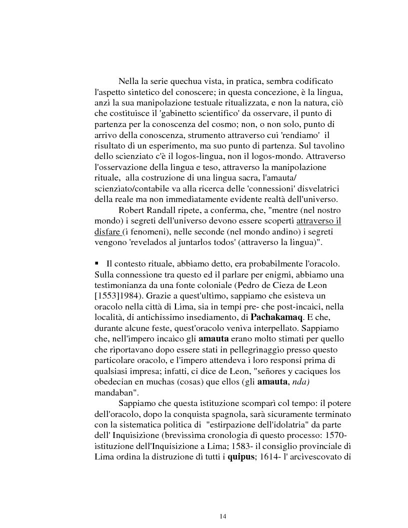 Anteprima della tesi: I logonimi nella lingua quechua, Pagina 14