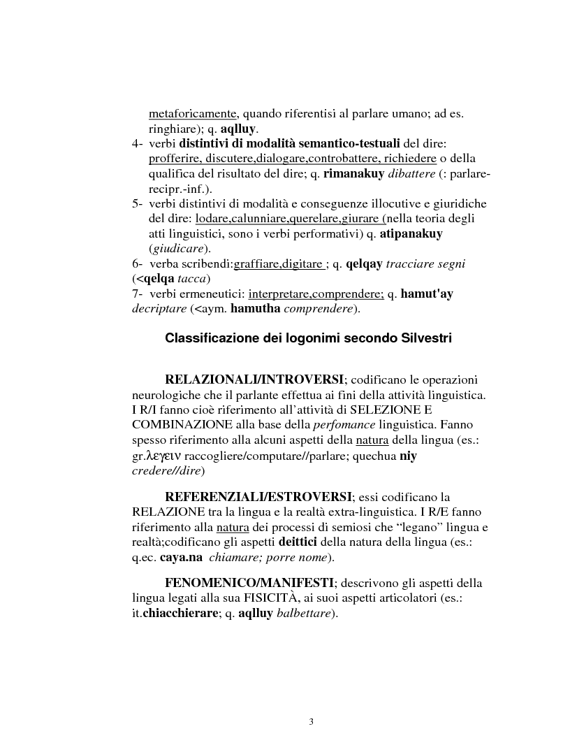 Anteprima della tesi: I logonimi nella lingua quechua, Pagina 3