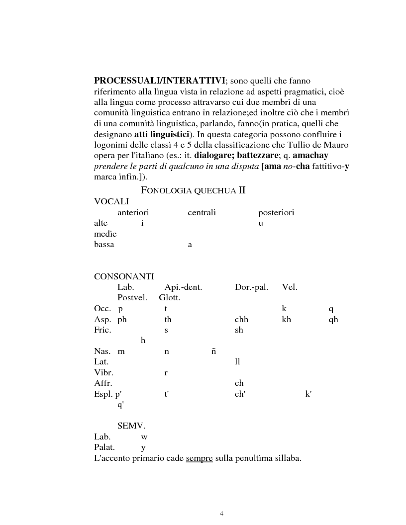 Anteprima della tesi: I logonimi nella lingua quechua, Pagina 4