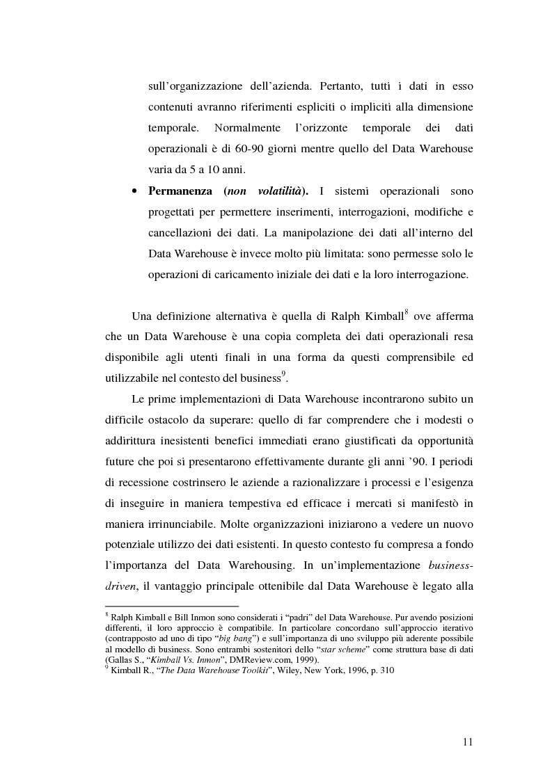 Anteprima della tesi: Strumenti per le decisioni aziendali: le tecniche di Data Warehousing, Pagina 11
