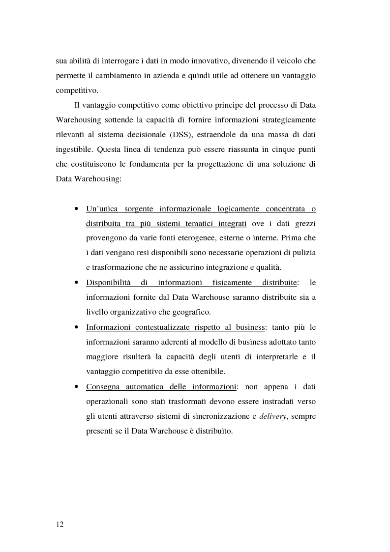 Anteprima della tesi: Strumenti per le decisioni aziendali: le tecniche di Data Warehousing, Pagina 12