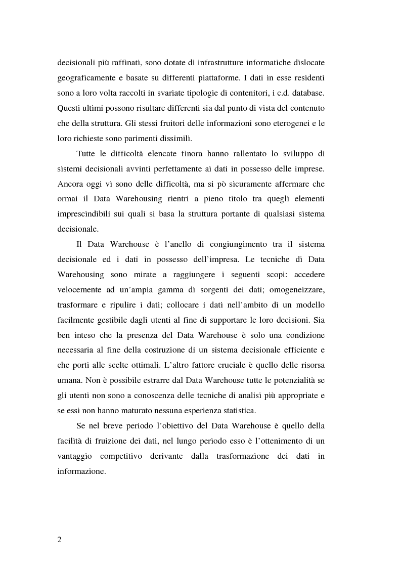 Anteprima della tesi: Strumenti per le decisioni aziendali: le tecniche di Data Warehousing, Pagina 2