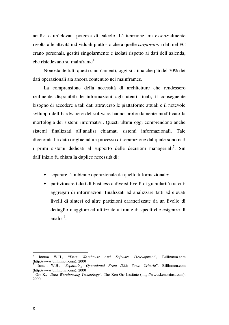 Anteprima della tesi: Strumenti per le decisioni aziendali: le tecniche di Data Warehousing, Pagina 8