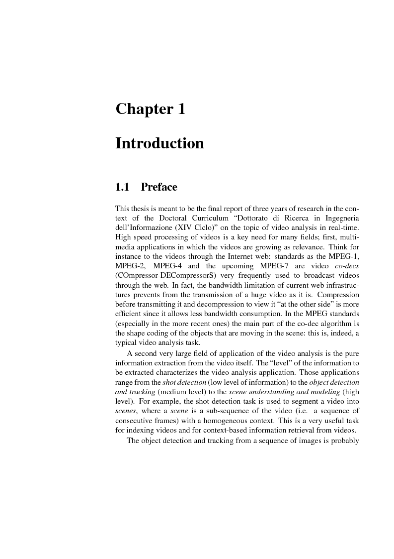 Anteprima della tesi: Models, Algorithms and Architectures for Video Analysis in Real-time, Pagina 2