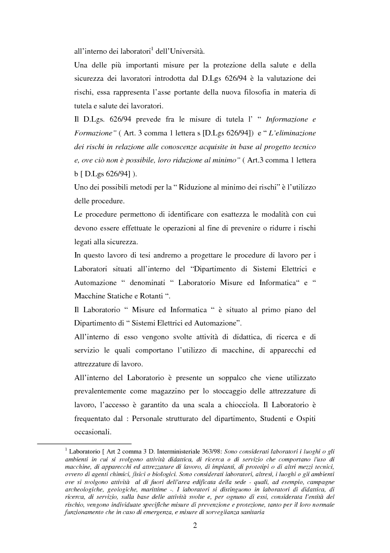 Anteprima della tesi: Stesura di procedure di lavoro per i laboratori di didattica e ricerca scientifica, Pagina 2