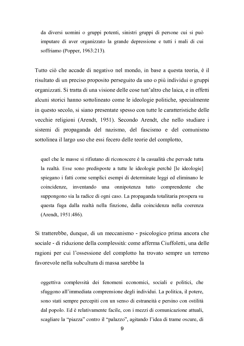 Anteprima della tesi: Complotto, congiura, cospirazione. L'uso politico delle teorie cospiratorie nei quotidiani italiani, Pagina 2