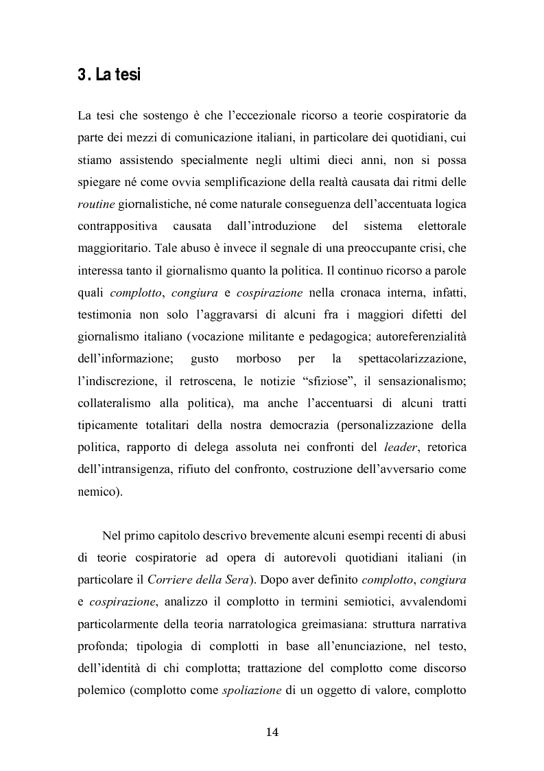 Anteprima della tesi: Complotto, congiura, cospirazione. L'uso politico delle teorie cospiratorie nei quotidiani italiani, Pagina 7