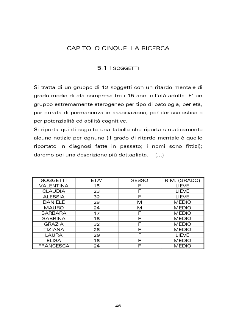 Anteprima della tesi: Risultati di un trattamento per il miglioramento delle abilità di lettura e di scrittura in soggetti con ritardo mentale, Pagina 5