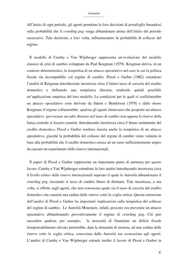 Anteprima della tesi: Un modello per l'analisi delle crisi in un currency peg: il caso brasiliano, Pagina 3