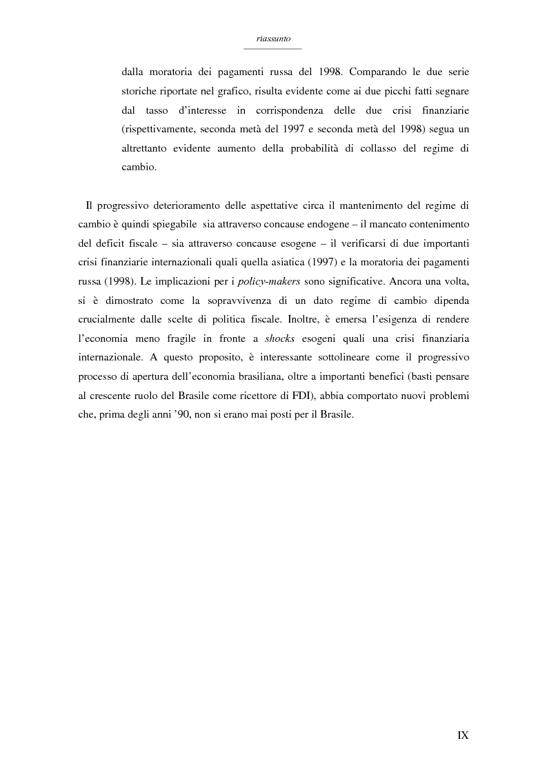 Anteprima della tesi: Un modello per l'analisi delle crisi in un currency peg: il caso brasiliano, Pagina 7