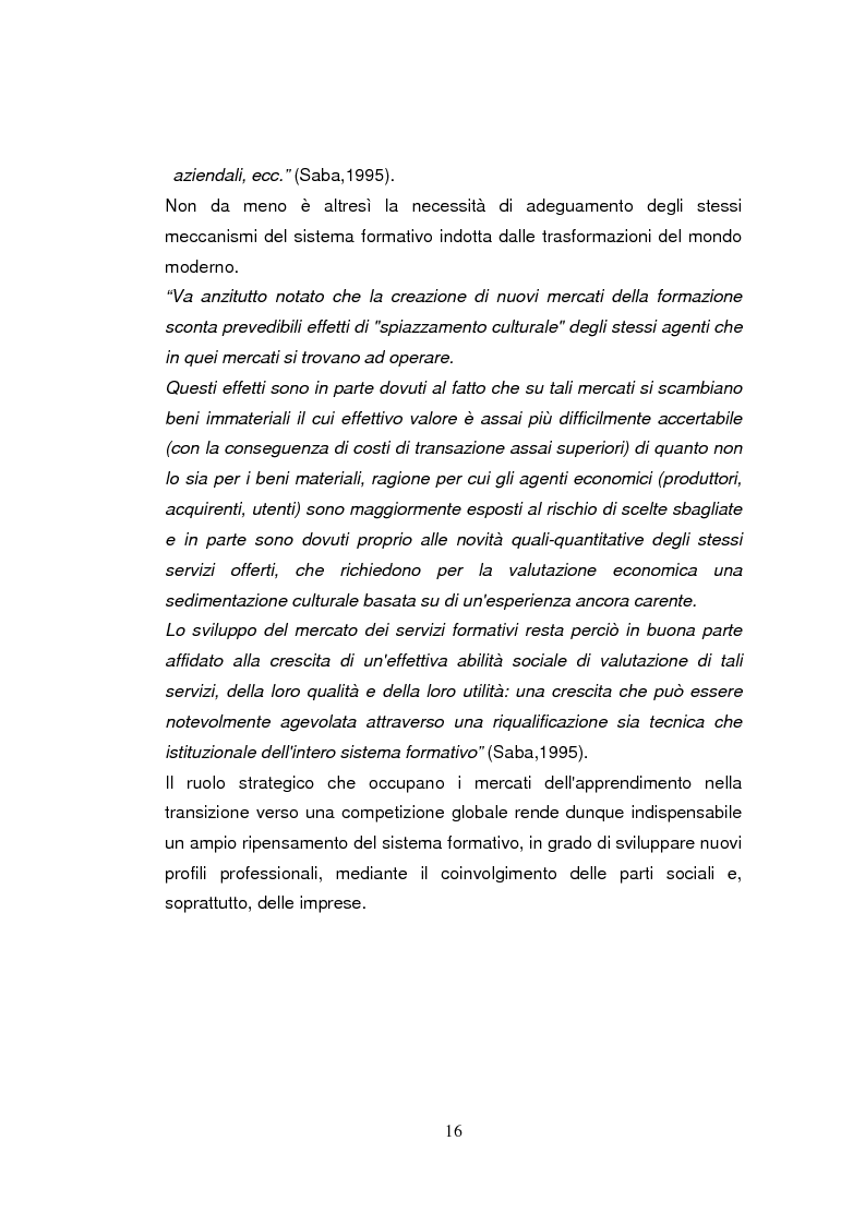 Anteprima della tesi: Economia dell'apprendimento e socializzazione al lavoro: un caso di deindustrializzazione, Pagina 13