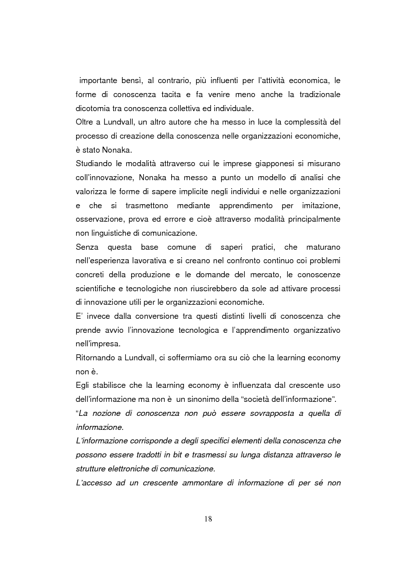 Anteprima della tesi: Economia dell'apprendimento e socializzazione al lavoro: un caso di deindustrializzazione, Pagina 15